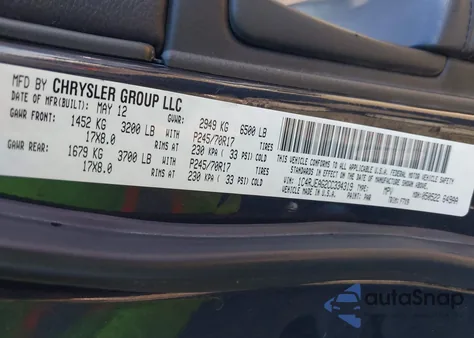 2012 Jeep Grand Cherokee Laredo из США, поврежденный, VIN 1C4RJEAG2CC334319